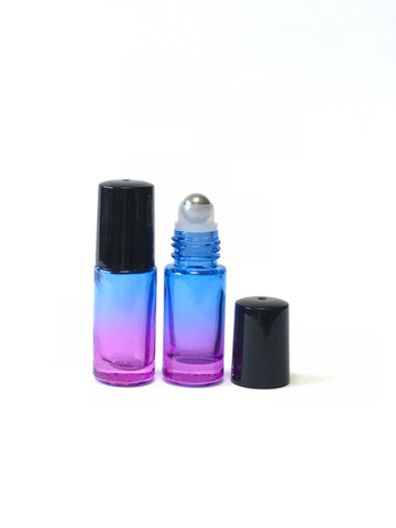 Glassflaske roll-on (rollerflaske) 5 ml gradient blå-lilla, 2-pakning