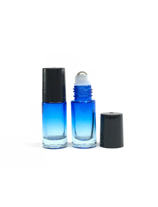 Glassflaske roll-on (rollerflaske) 5 ml gradient blå, 2-pakning
