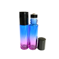 Glassflaske roll-on (rollerflaske) m/sort innsats 10 ml gradient blå-lilla, 2-pakning