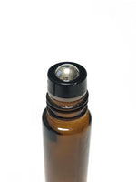 Glassflaske roll-on (rollerflaske) m/ sort innsats 10 ml amber, 5-pakning